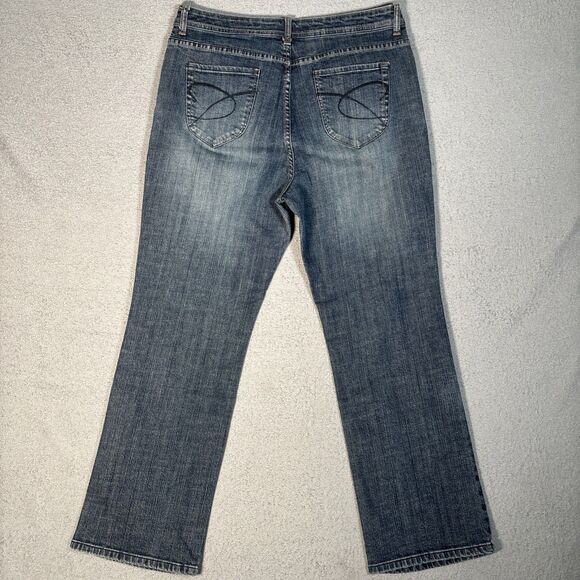 Chicos Platinum Jeans Women’s Size 2.5 Fit 33x27 Blue Denim Jeans Boot Cut Faded - Picture 8 of 10